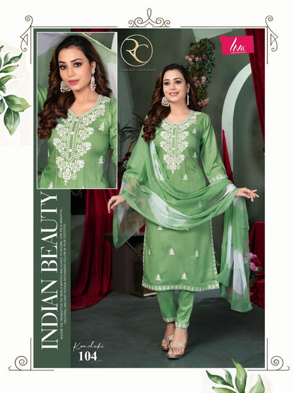 Kanchuki Vol 2 Ramdev Creation Liva Rayon Readymade Pant Style Suits Wholesaler Gujarat