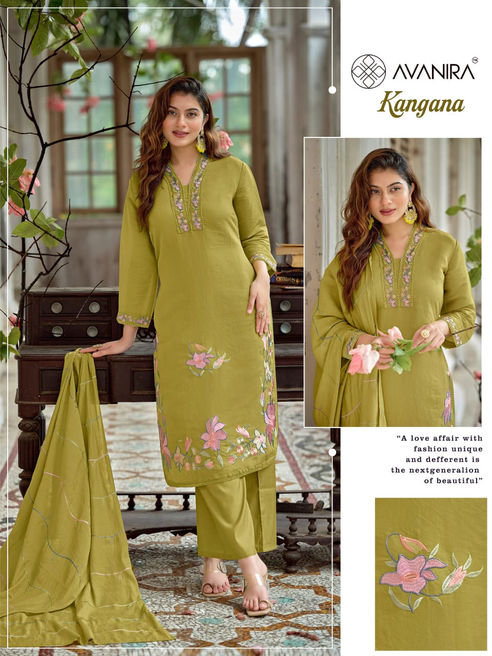 Kangana Avanira Mal Chanderi Readymade Pant Style Suits Supplier Gujarat