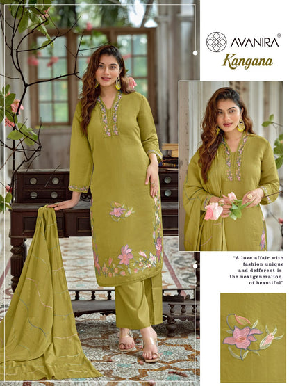 Kangana Avanira Mal Chanderi Readymade Pant Style Suits Supplier Gujarat