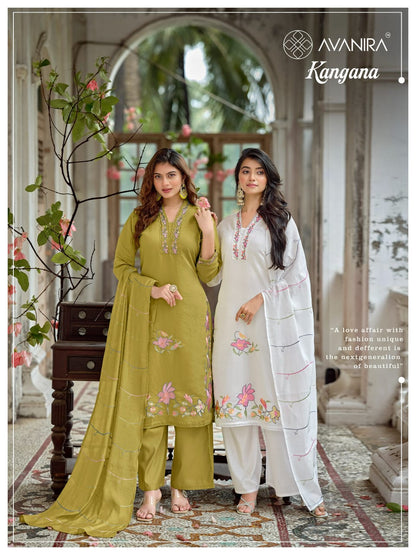 Kangana Avanira Mal Chanderi Readymade Pant Style Suits Supplier Gujarat