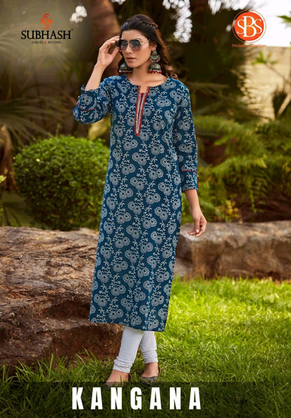 Kangana Sbs Cambric Cotton Long Straight Kurti Supplier India
