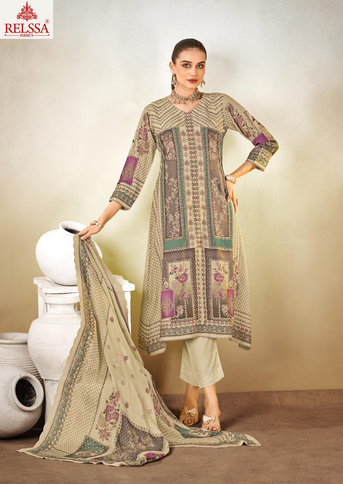 Kanika 1 Relssa Fabrics Pant Style Suits Supplier Ahmedabad