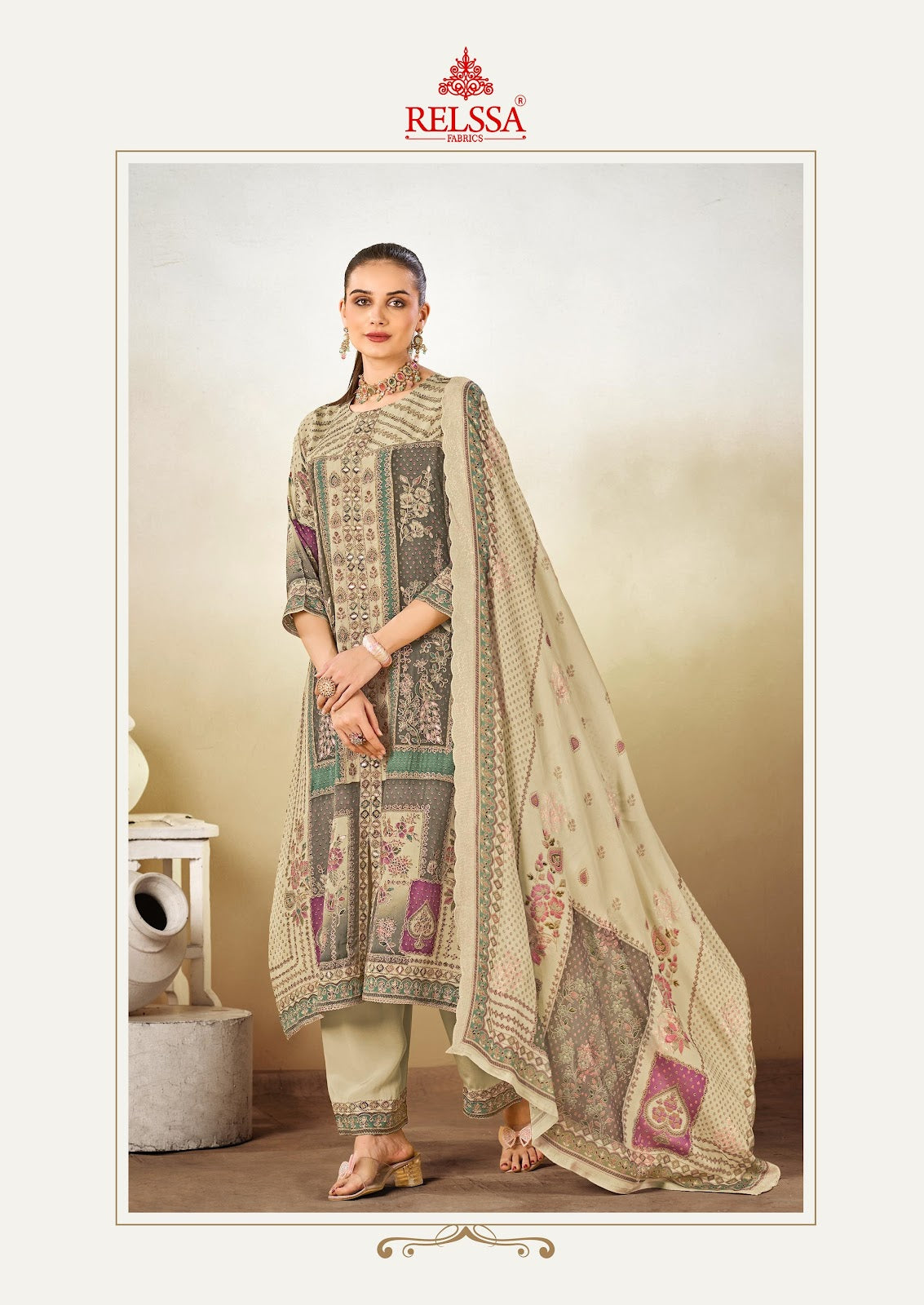 Kanika 1 Relssa Fabrics Pant Style Suits Supplier Ahmedabad