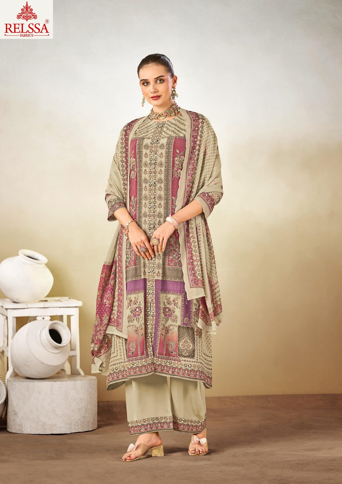 Kanika 1 Relssa Fabrics Pant Style Suits Supplier Ahmedabad