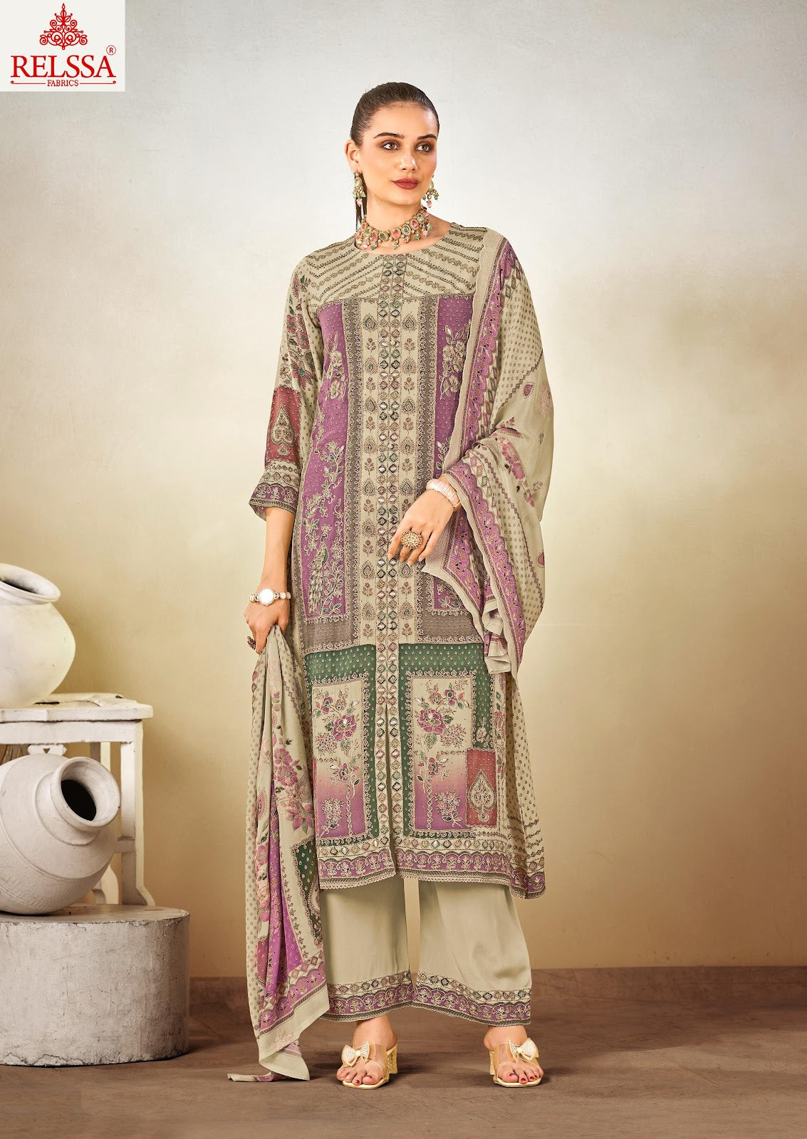 Kanika 1 Relssa Fabrics Pant Style Suits Supplier Ahmedabad