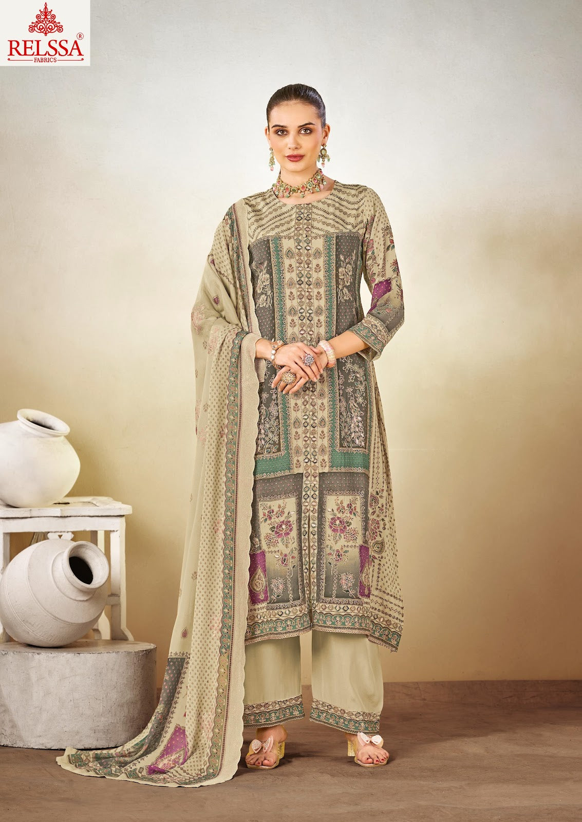 Kanika 1 Relssa Fabrics Pant Style Suits Supplier Ahmedabad