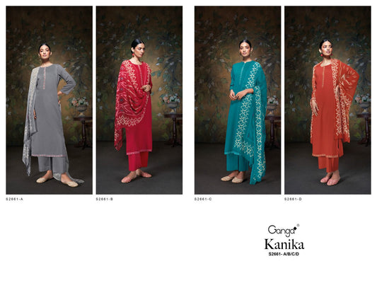 Kanika 2661 Ganga Cotton Silk Plazzo Style Suits Manufacturer Gujarat