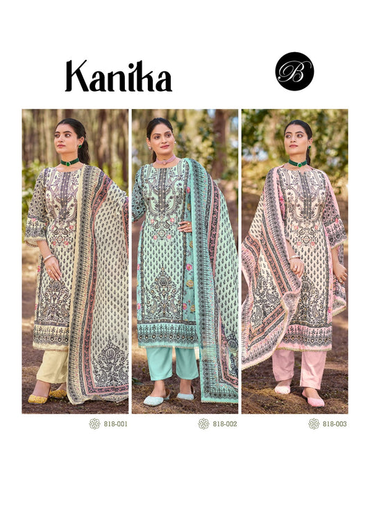 Kanika Belliza Designer Studio Viscose Muslin Karachi Salwar Suits Wholesale Rate