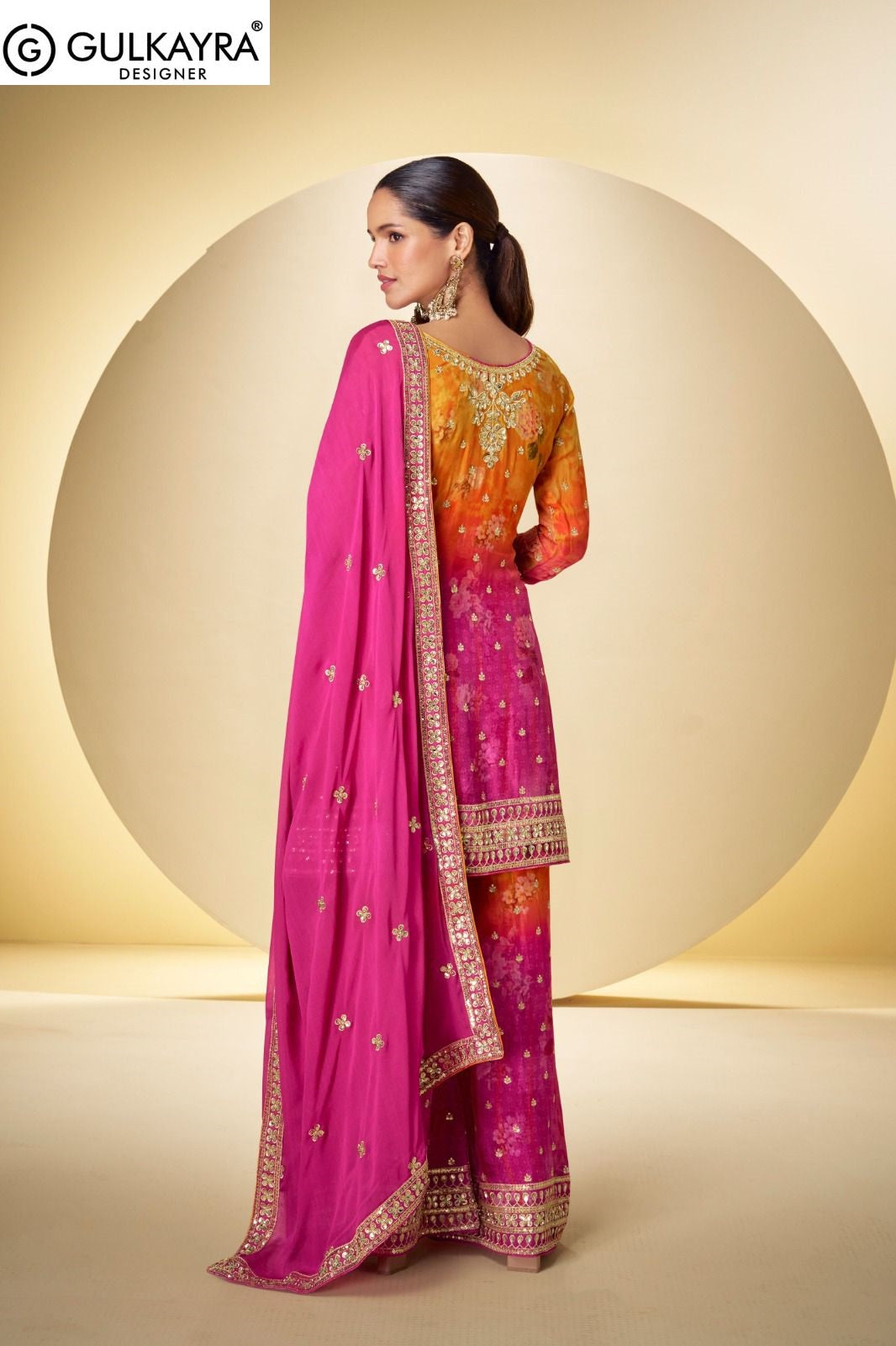Kanika Gulkayra Designer Chinon Readymade Plazzo Style Suits Exporter Ahmedabad