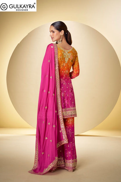 Kanika Gulkayra Designer Chinon Readymade Plazzo Style Suits Exporter Ahmedabad