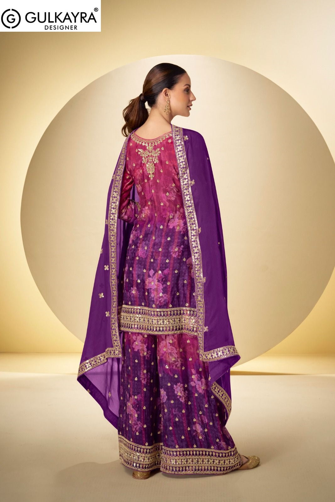 Kanika Gulkayra Designer Chinon Readymade Plazzo Style Suits Exporter Ahmedabad