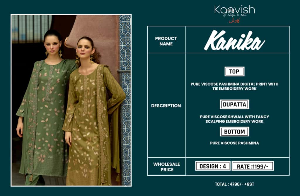 Kanika Kilory Kaavish Viscose Pashmina Suits Wholesaler Ahmedabad