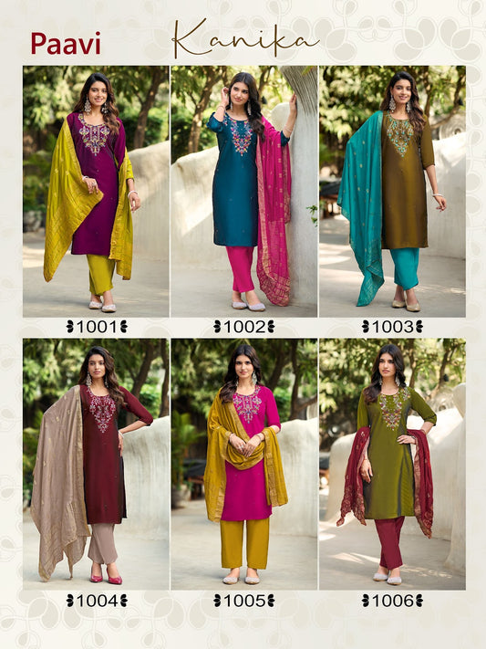 Kanika Paavi Silk Readymade Pant Style Suits Wholesaler India