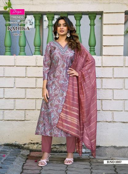 Kanika Vol 1 Diya Trends Vertican Readymade Pant Style Suits Exporter Ahmedabad