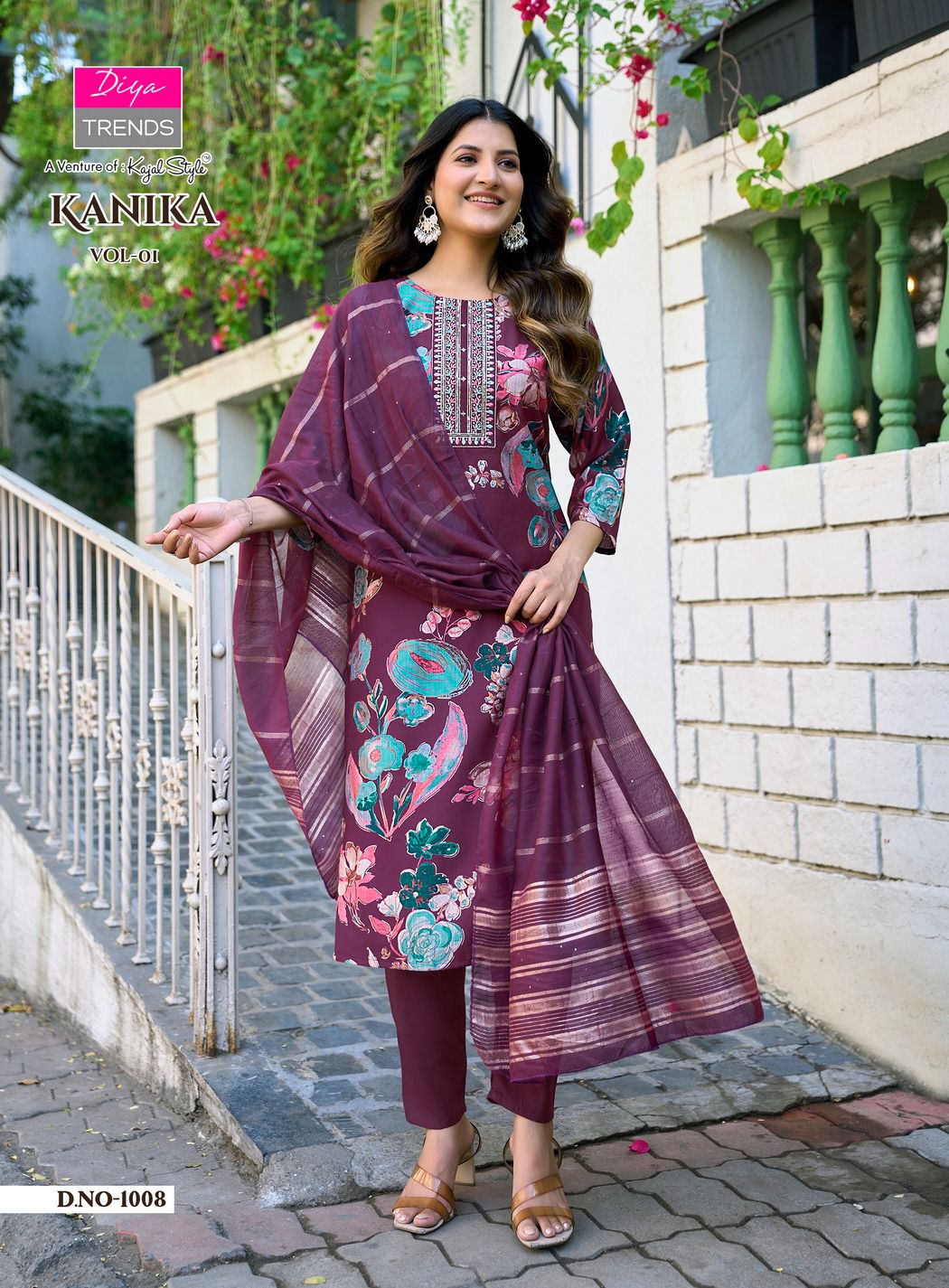 Kanika Vol 1 Diya Trends Vertican Readymade Pant Style Suits Exporter Ahmedabad