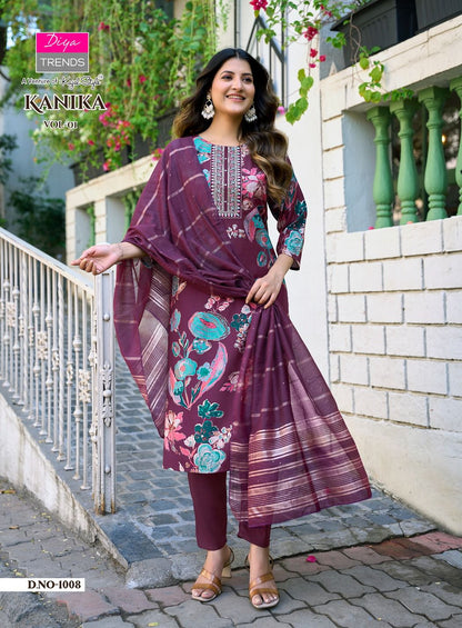 Kanika Vol 1 Diya Trends Vertican Readymade Pant Style Suits Exporter Ahmedabad