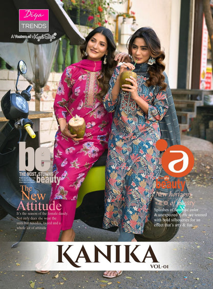Kanika Vol 1 Diya Trends Vertican Readymade Pant Style Suits Exporter Ahmedabad