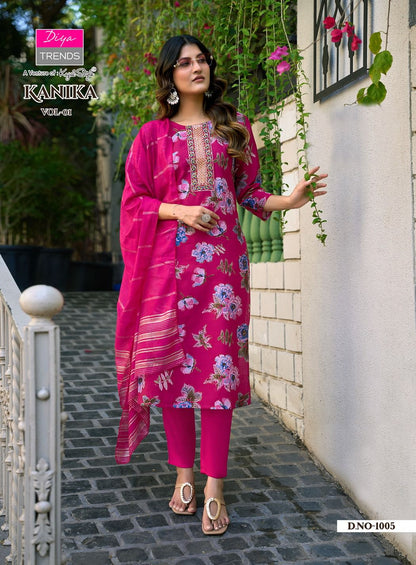 Kanika Vol 1 Diya Trends Vertican Readymade Pant Style Suits Exporter Ahmedabad