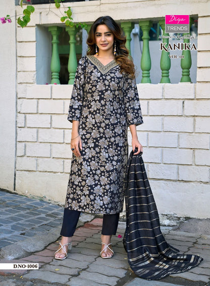 Kanika Vol 1 Diya Trends Vertican Readymade Pant Style Suits Exporter Ahmedabad