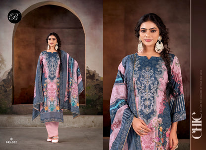 Kanika Vol 3 Belliza Designer Studio Viscose Muslin Karachi Salwar Suits Supplier Ahmedabad