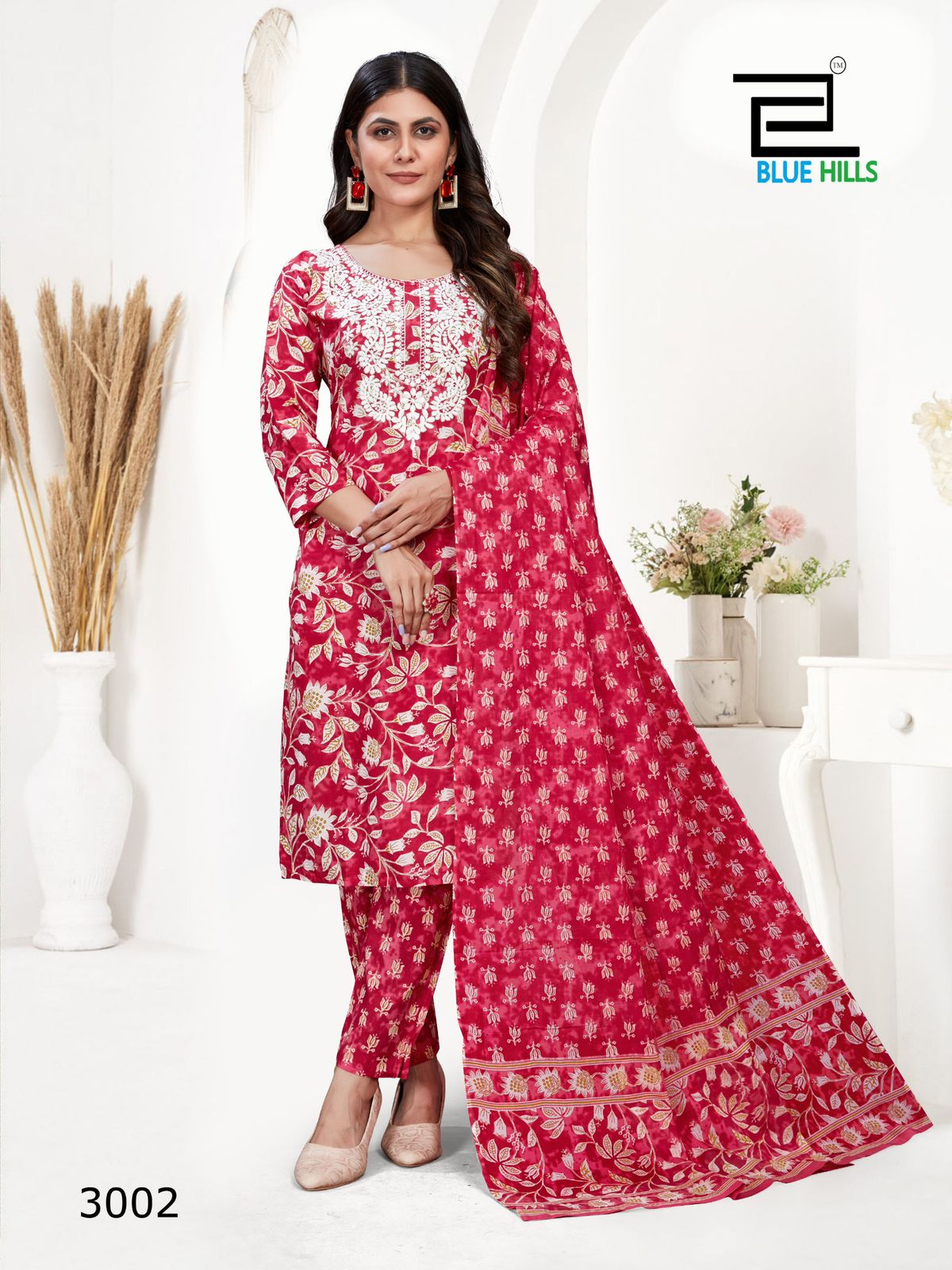 Kanika Vol 3 Blue Hills Cotton Readymade Pant Style Suits Supplier India