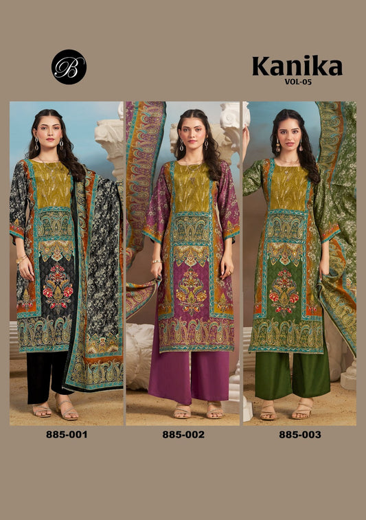 Kanika Vol 5 Belliza Designer Studio Pure Viscose Karachi Salwar Suits Exporter Gujarat