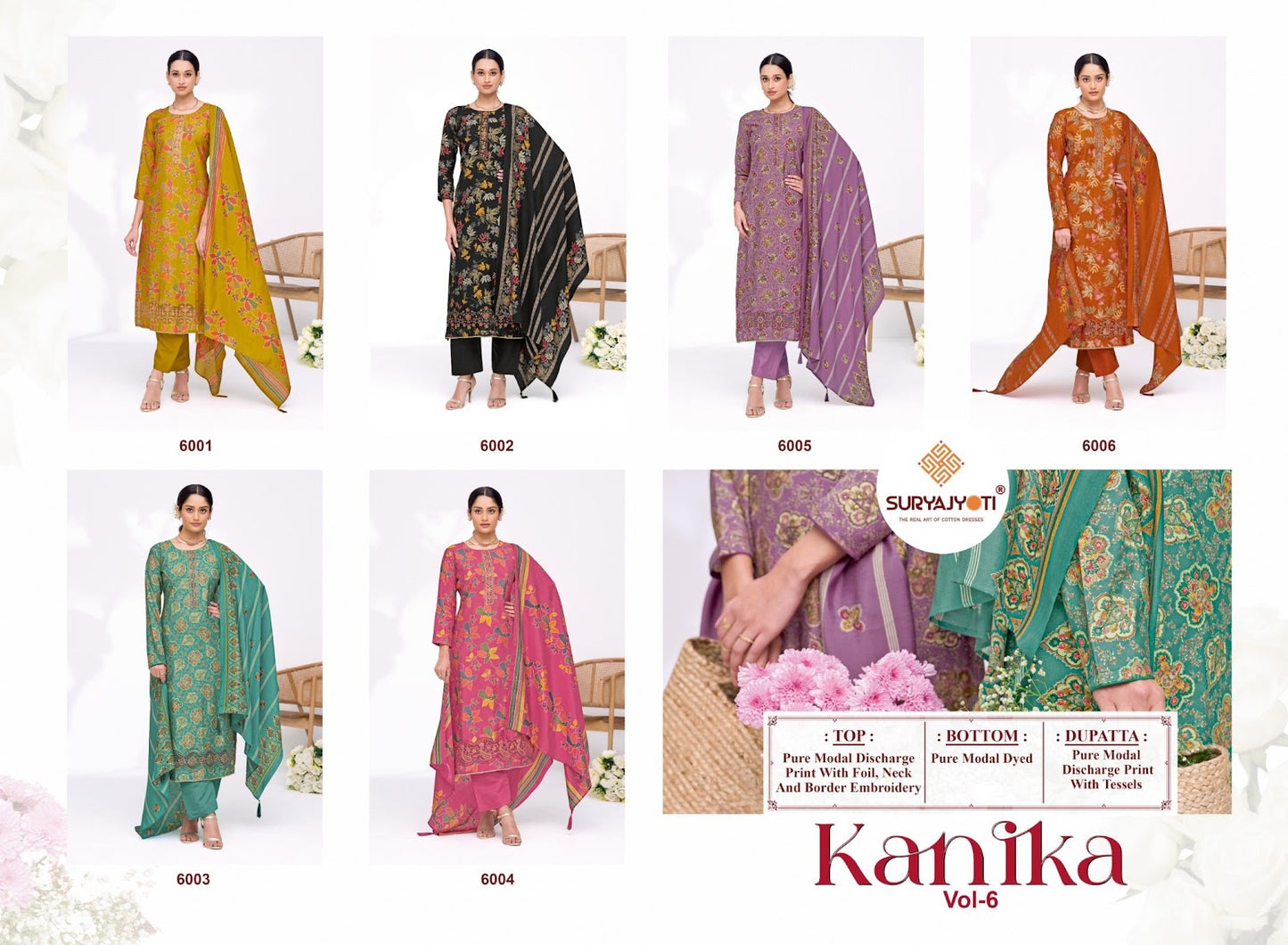 kanika vol 6 suryajyoti modal pant style suits wholesaler ahmedabad