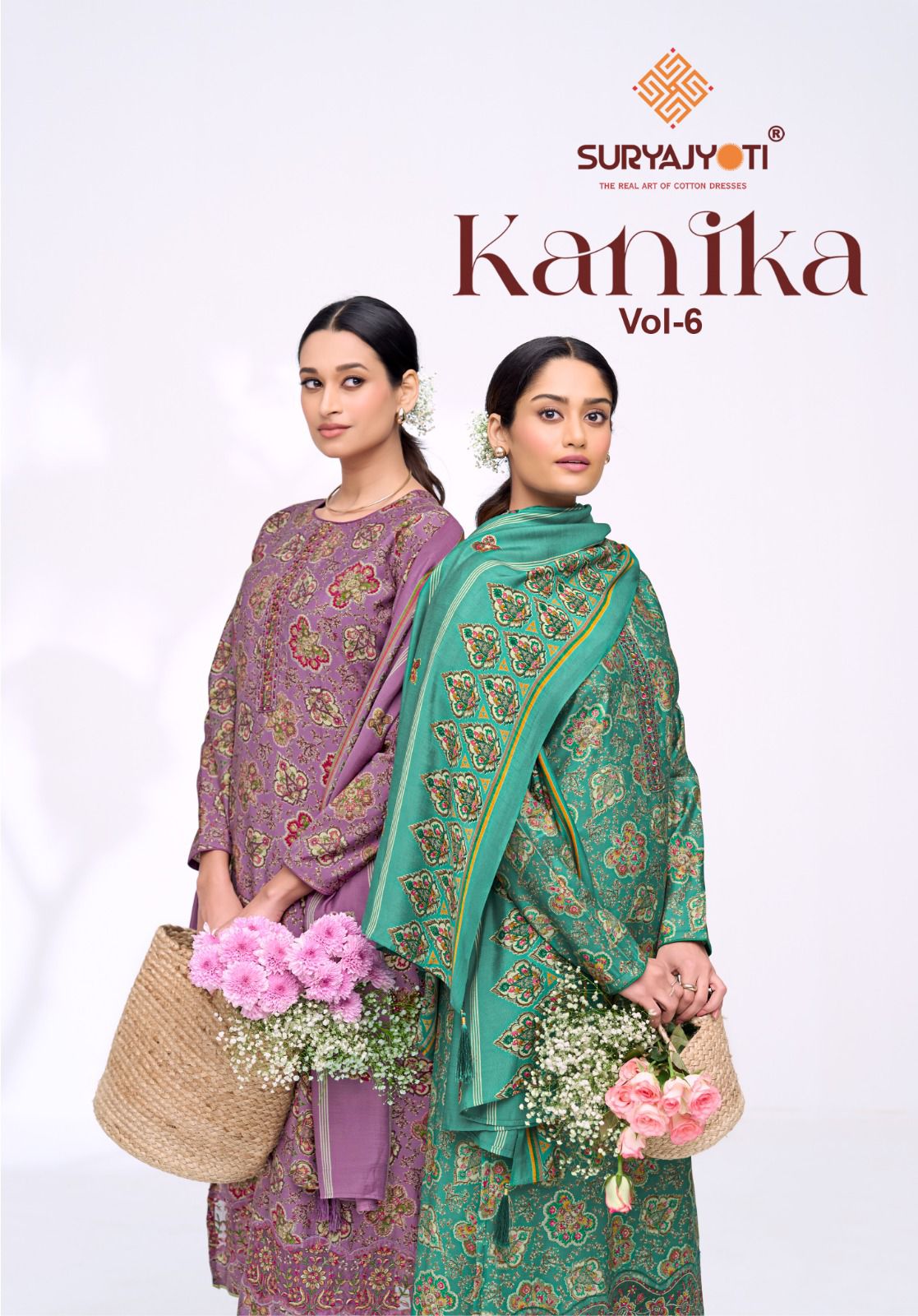 kanika vol 6 suryajyoti modal pant style suits wholesaler ahmedabad