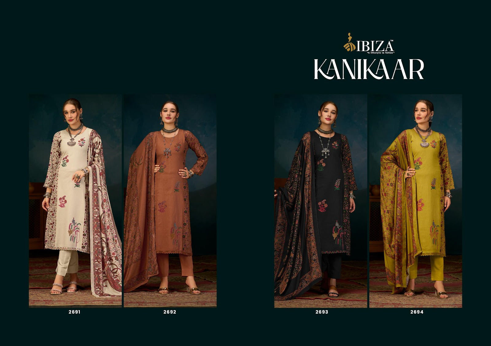 Kanikaar Ibiza Pashmina Suits Manufacturer Gujarat