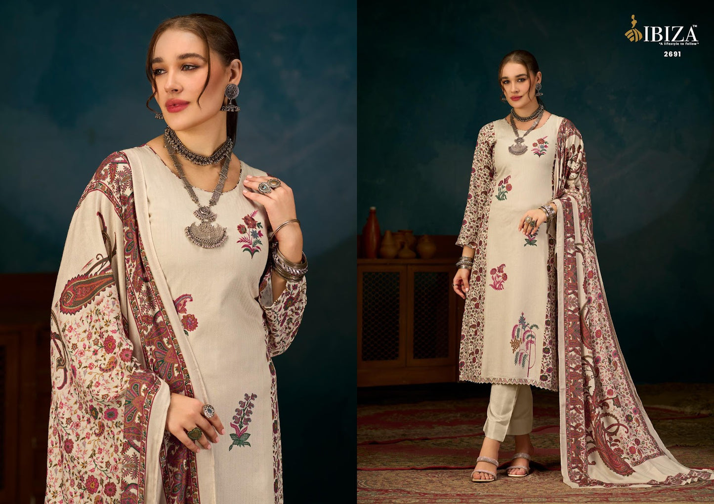 Kanikaar Ibiza Pashmina Suits Manufacturer Gujarat