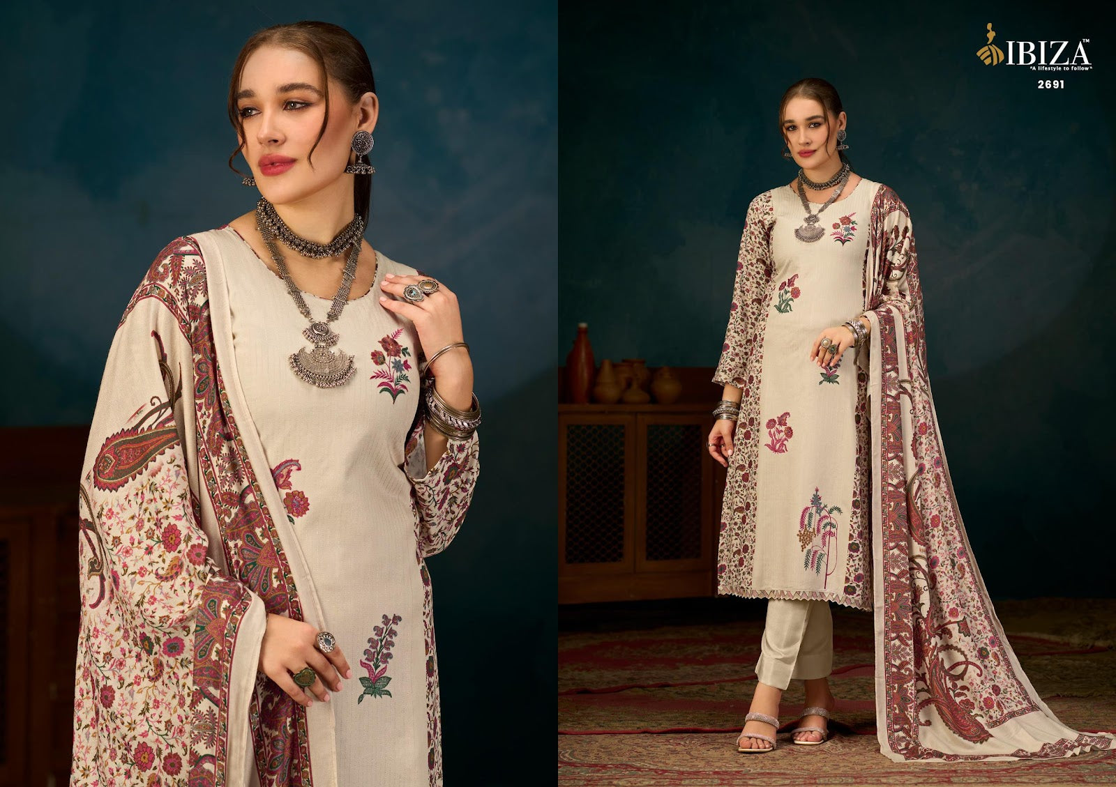 Kanikaar Ibiza Pashmina Suits Manufacturer Gujarat