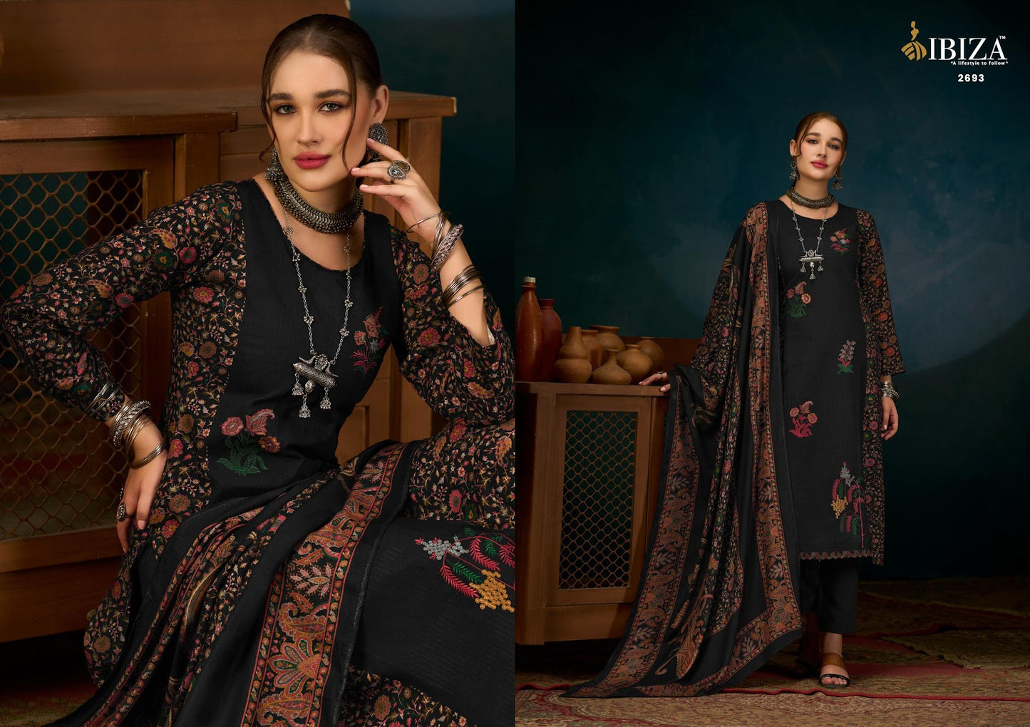 Kanikaar Ibiza Pashmina Suits Manufacturer Gujarat