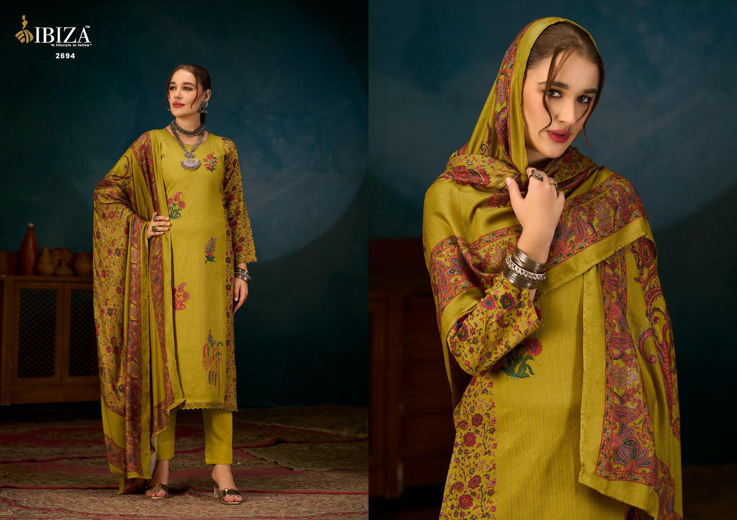 Kanikaar Ibiza Pashmina Suits Manufacturer Gujarat