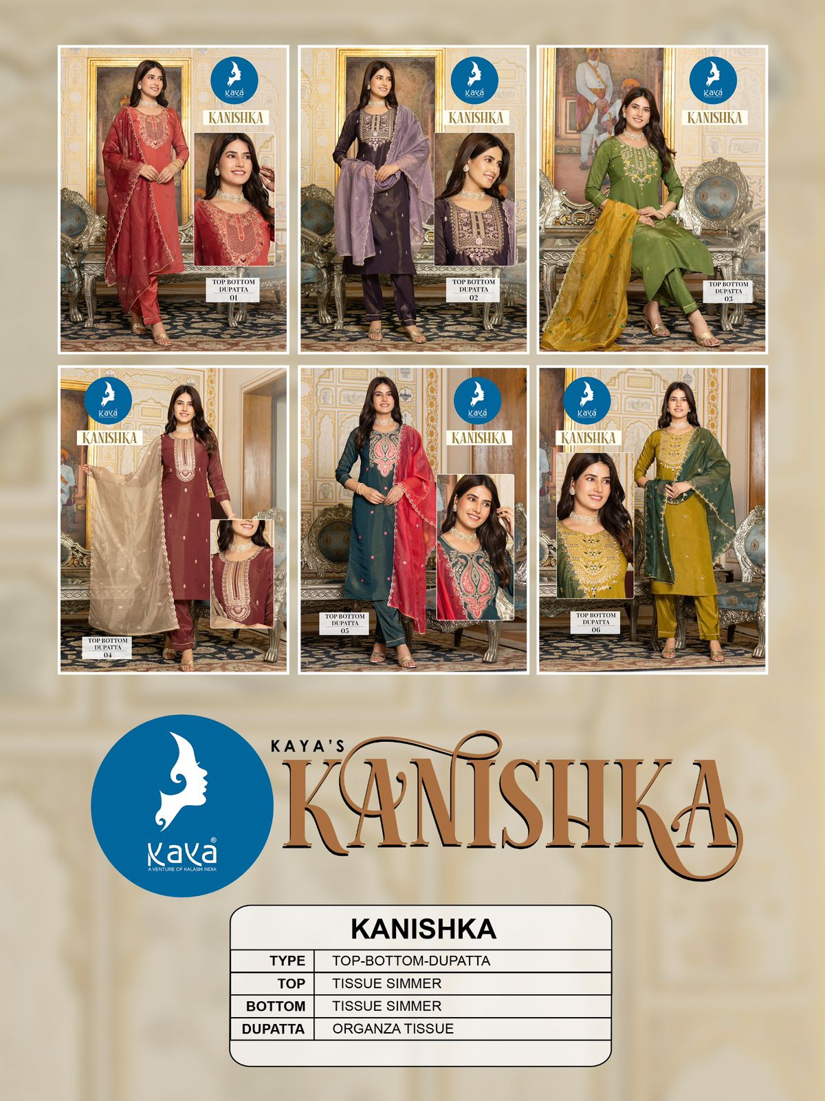 Kanishka Kaya Tissue Simmer Readymade Pant Style Suits Exporter Ahmedabad