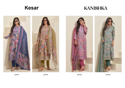 Kanishka Kesar Jam Satin Pant Style Suits Exporter