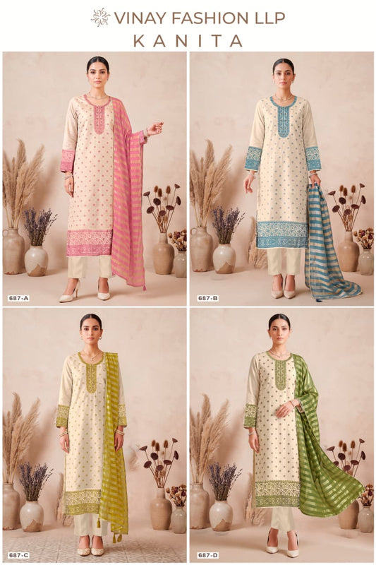 Kanita Kuleesh Vinay Fashion Llp Kanjivaram Silk Pant Style Suits Wholesale