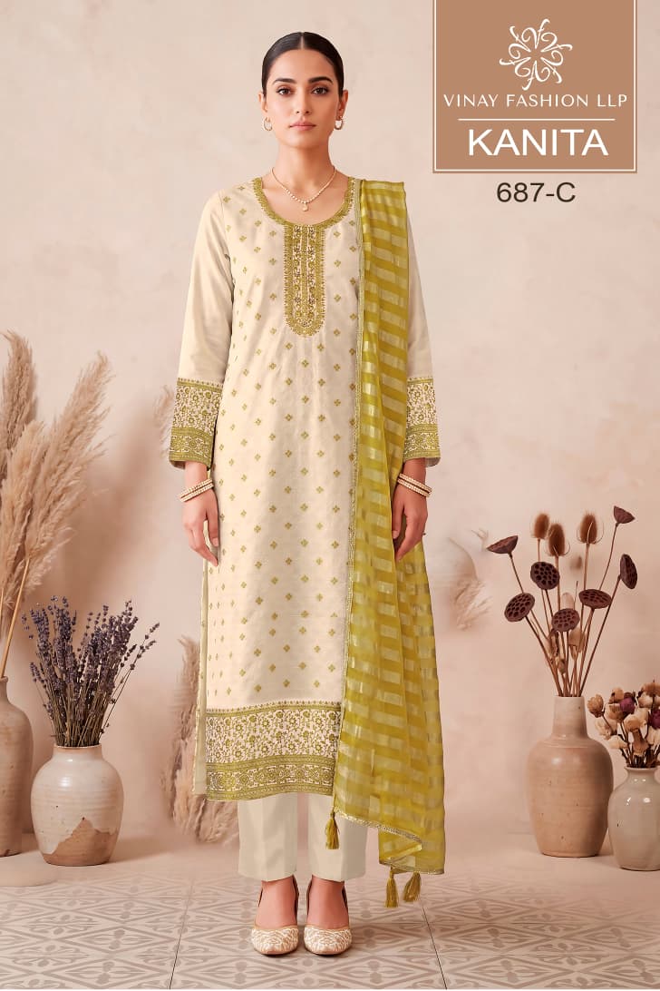 Kanita Kuleesh Vinay Fashion Llp Kanjivaram Silk Pant Style Suits Wholesale