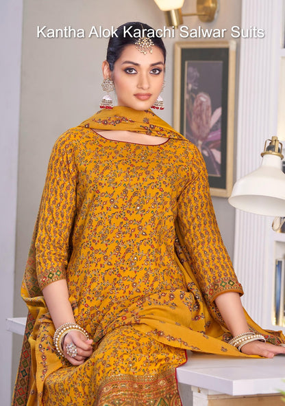 Kantha Alok Viscose Rayon Karachi Salwar Suits Supplier India