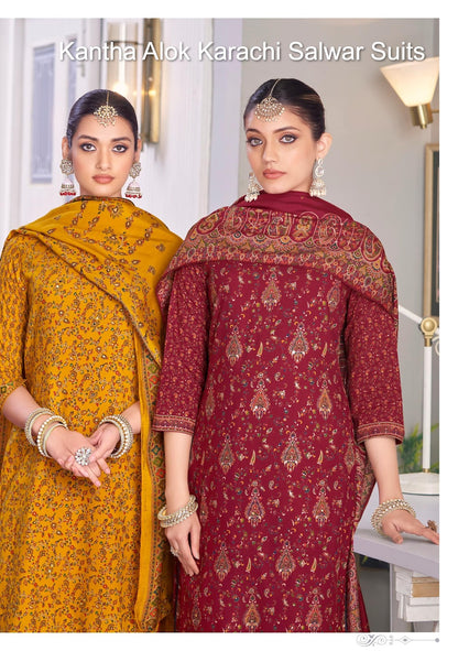 Kantha Alok Viscose Rayon Karachi Salwar Suits Supplier India