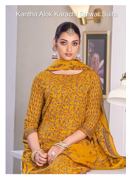 Kantha Alok Viscose Rayon Karachi Salwar Suits Supplier India