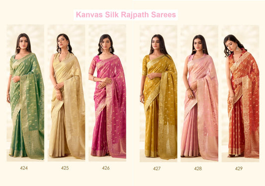 Kanvas Silk Rajpath Tissue Linen Sarees Wholesaler India
