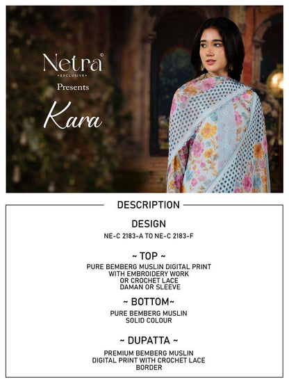 Kara Netra Bemberg Muslin Pant Style Suits Wholesale Price