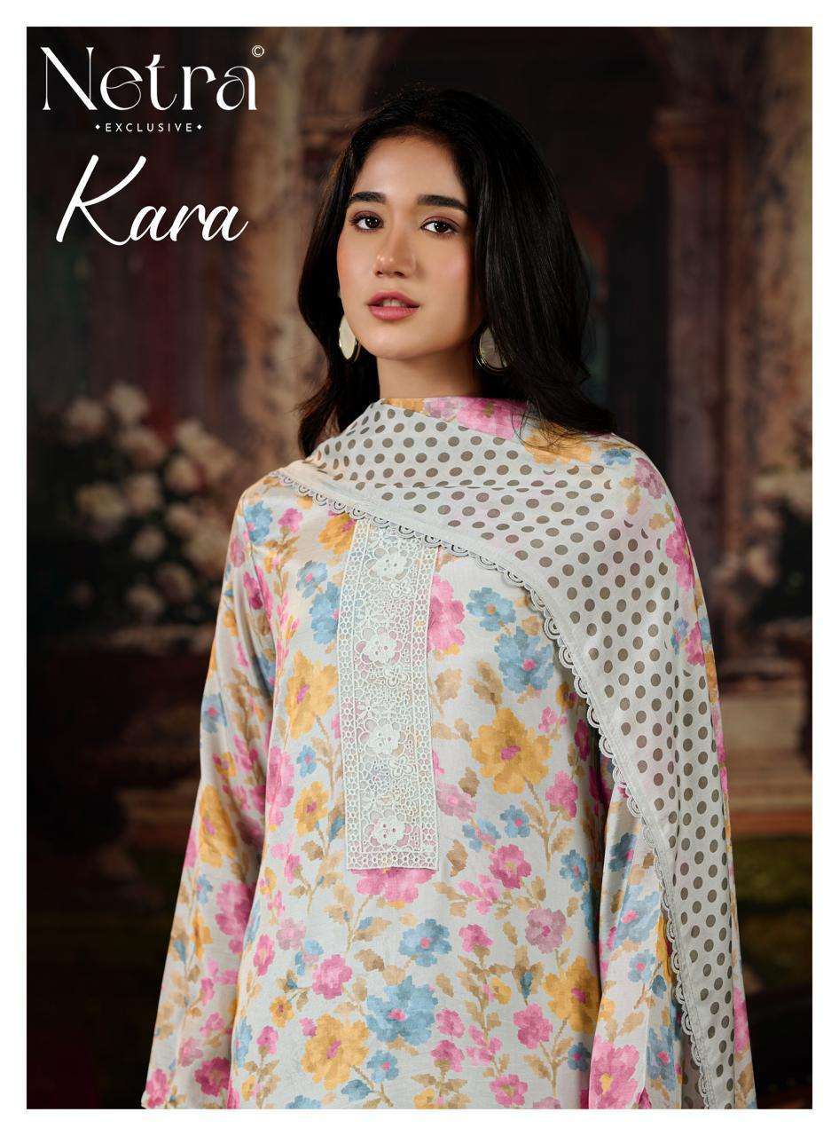 Kara Netra Bemberg Muslin Pant Style Suits Wholesale Price