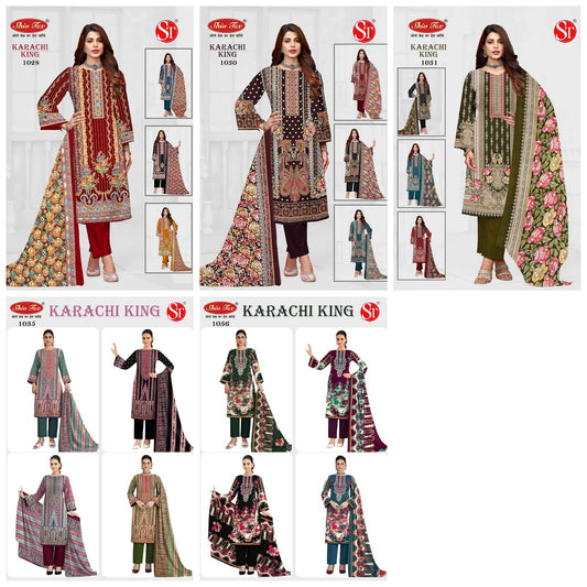 Karachi King Shiv Tex Mix Cotton Pant Style Suits Exporter India