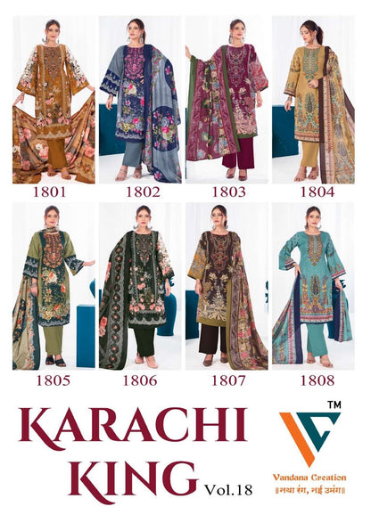 Karachi King Vol 18 Vandana Creation Cotton Pant Style Suits Wholesale Rate