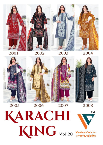 Karachi King Vol 20 Vandana Creation Cotton Pant Style Suits Exporter India