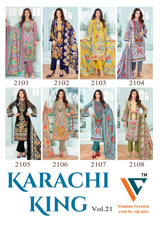 Karachi King Vol 21 Vandana Creation Cotton Pant Style Suits Manufacturer Ahmedabad