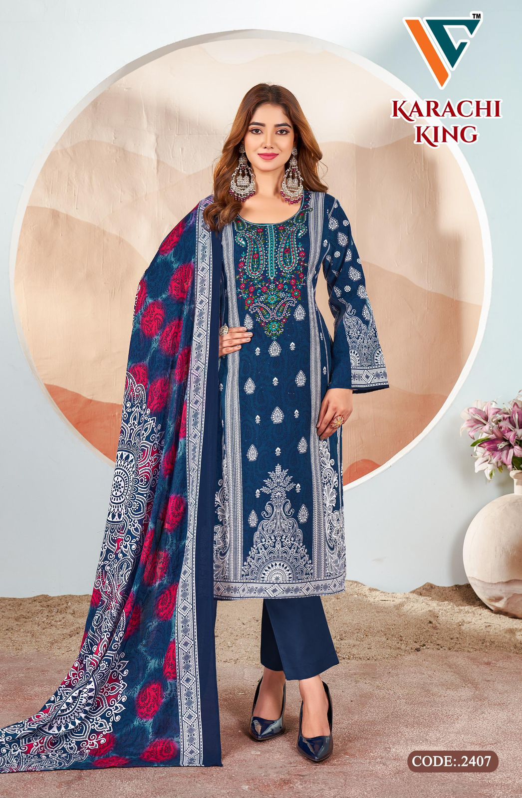 Karachi King Vol 24 Vandana Creation Cotton Pant Style Suits Supplier