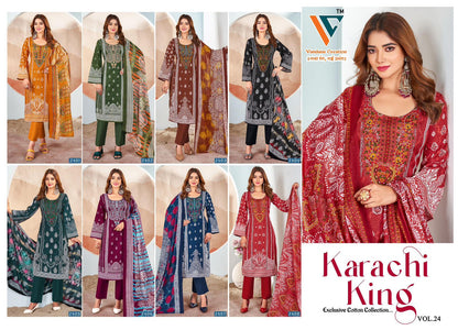 Karachi King Vol 24 Vandana Creation Cotton Pant Style Suits Supplier