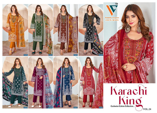 Karachi King Vol 24 Vandana Creation Cotton Pant Style Suits Supplier